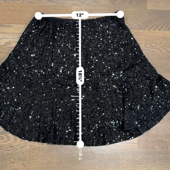 Free People Midnight Message Sequin Moto skirt Gunmetal Small party dance - Picture 3 of 7